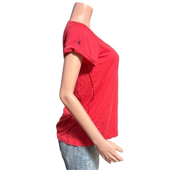 Martin osa  scoop neck short sleeve with button loose top M - Picture 6 of 7